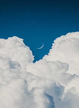 cumulus cloud with moon