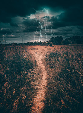 field with lightning
